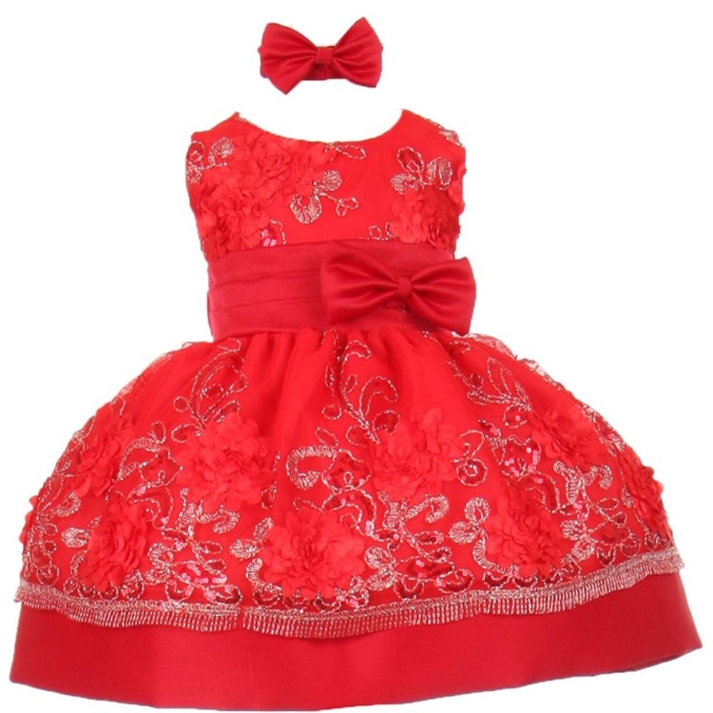 Red Flower Girl Dress or Holiday Dress